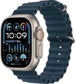 Apple Watch Ultra 2 GPS+Cellular 49mm Smartwatch with Rugged Titanium Case & Blue Ocean Band, Bright Retina Display